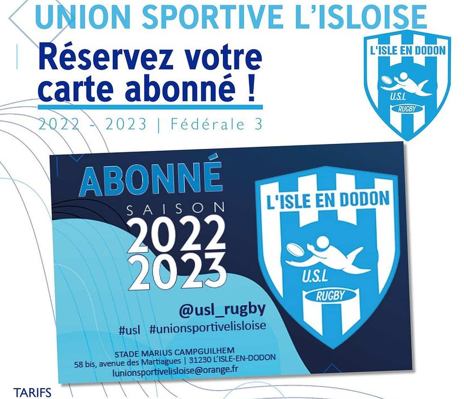 L Isle En Dodon Rugby Les Cartes D Abonn S Union Sportive L Isloise