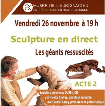 Nicolas Sudres modèlera dans l'argile le légendaire Ours-Lion au Musée de l'Aurignacien vendredi 26 novembre.
