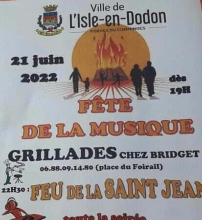 Pour fêter la musique et la Saint Jean, une soirée de folie à L'Isle en Dodon le 21 juin.
