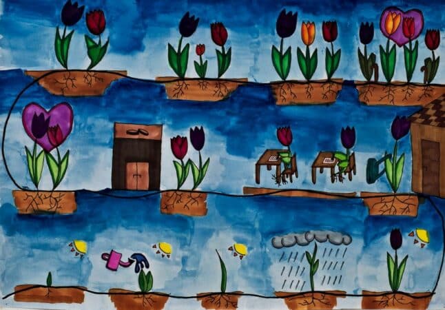 Le dessin gagnant de la biennale internationale de peinture d'enfants, organisée par le Musée de peinture de Saint-Frajou, le club de photo de Bérat et la médiathèque de Saverès. (Sofia Chernukh 11 ans, Espagne). Sofia