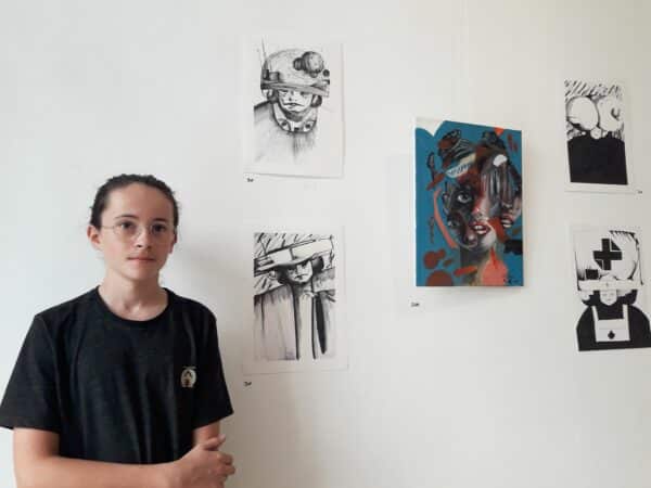 Sacha Gourdin, jeune artiste Alanais fort talentueux, a exposé ses oeuvres à Aurignac la dernière semaine d'août.