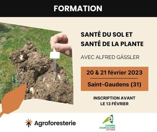 Pour tout savoir sur la santé du sol en agroforesterie, participez à la formation prévue en février à Saint-Gaudens.