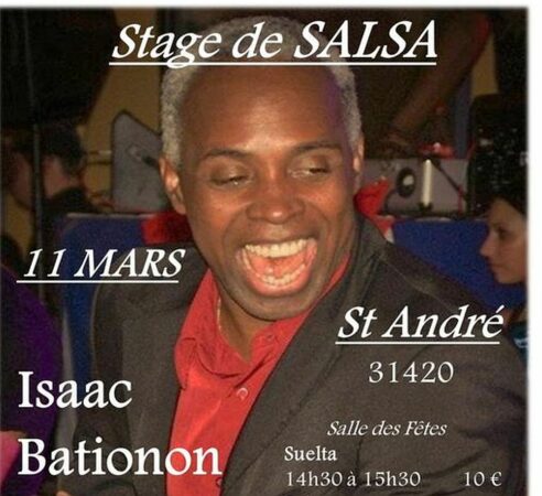 Issac Bationon organise un stage de salsa à Saint André le 11 mars.