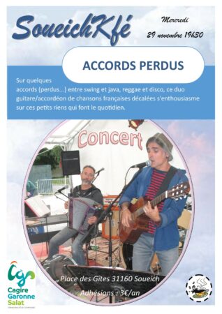 Concert Accords Perdus : avec plusieurs cordes à leurs arcs instrumentaux, un duo de musiciens nous fait faire un tour dans la chanson française :