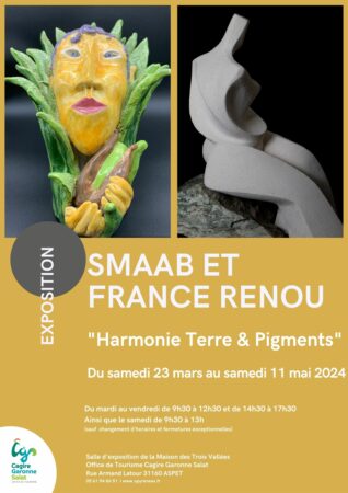 Cagire Garonne Salat accueille les artistes SMAAB et France RENOU et leur exposition "Harmonie Terre & Pigments".