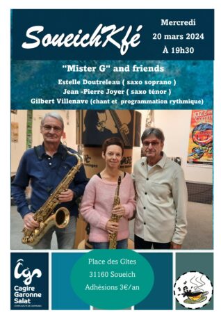 Concert Jazz, Trio Mr. G and Friends. (Estelle Doutreleau, Saxo soprano / Jean-Pierre Joyer, Saxo ténor / Gilbert Villenave, chant et programmation rythmique)